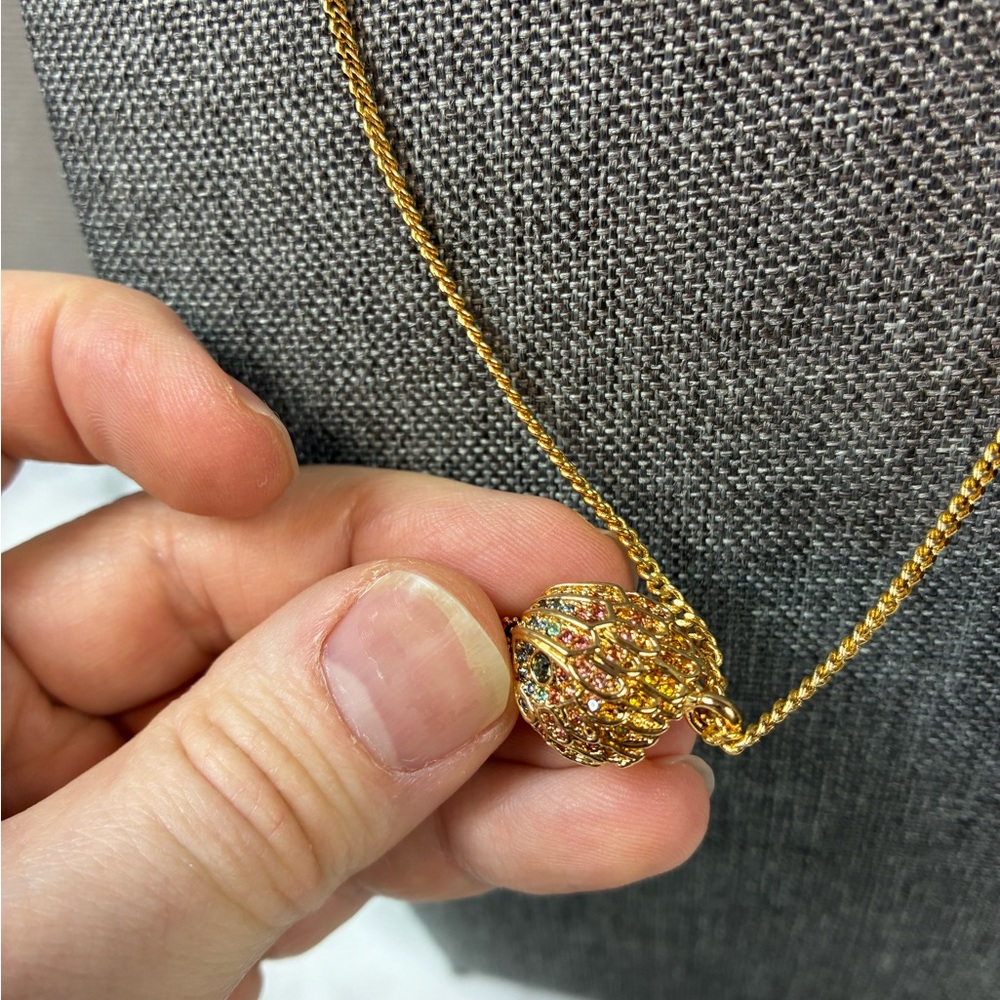 Kurt Geiger London Gold Plated Rainbow Pave Crystals Eagle Head NWT Necklace - Picture 6 of 9